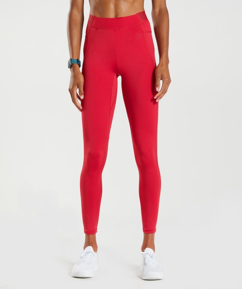 Women\'s Gymshark Training Brandmark Leggings Red | NZ 0ABEMS